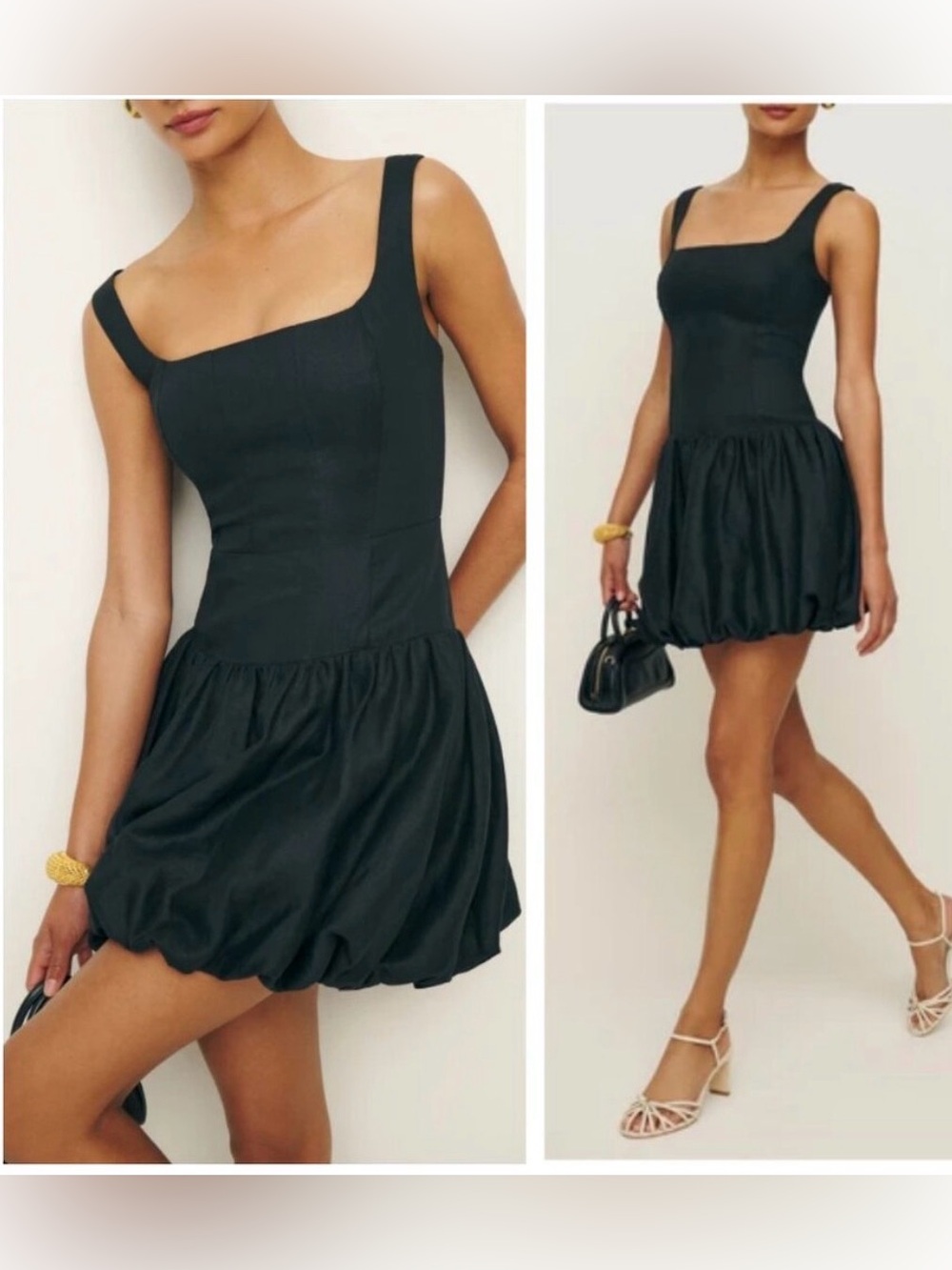Reformation Delia Bubble Hem Linen Dress